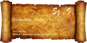 Szénásy Iván névjegykártya